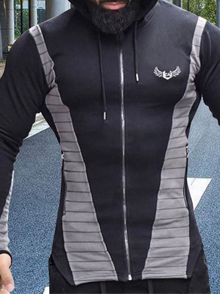 Cardigan Patchwork Color Block Sports Hoodies Masculinos