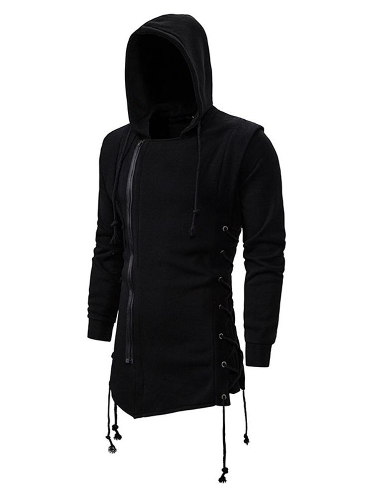 Cardigan Plain Zipper Slim Hoodies Masculinos