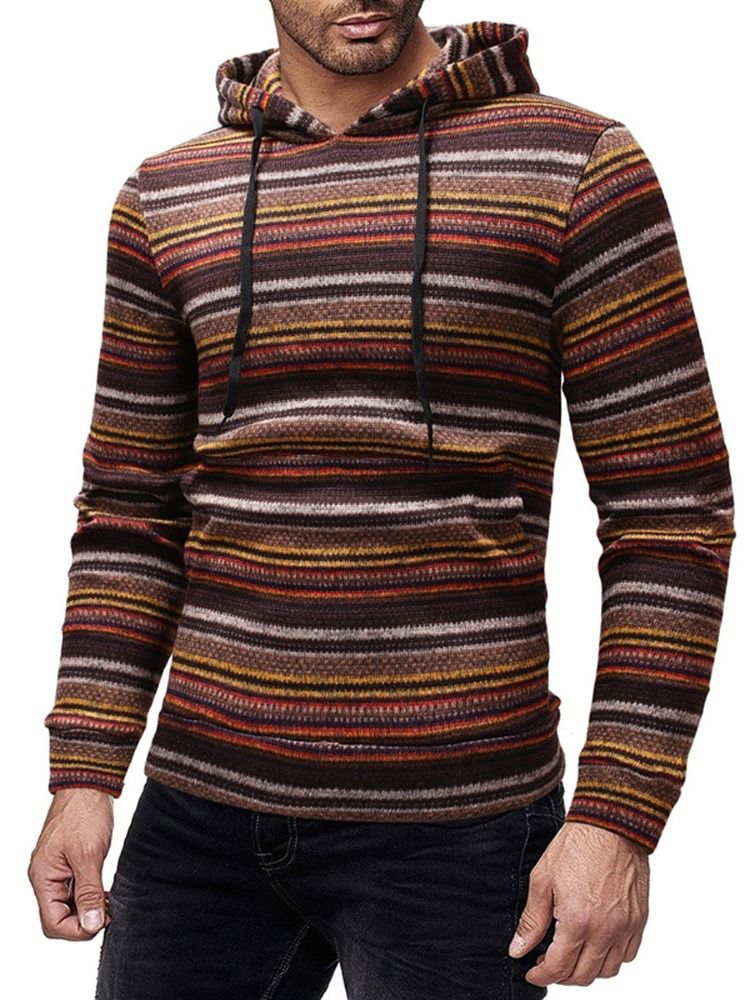 Casacos Com Capuz De Inverno Estilo Casual Listrado