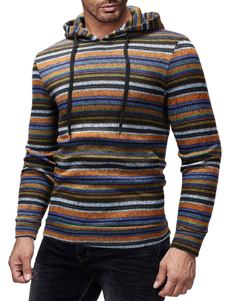 Casacos Com Capuz De Inverno Estilo Casual Listrado