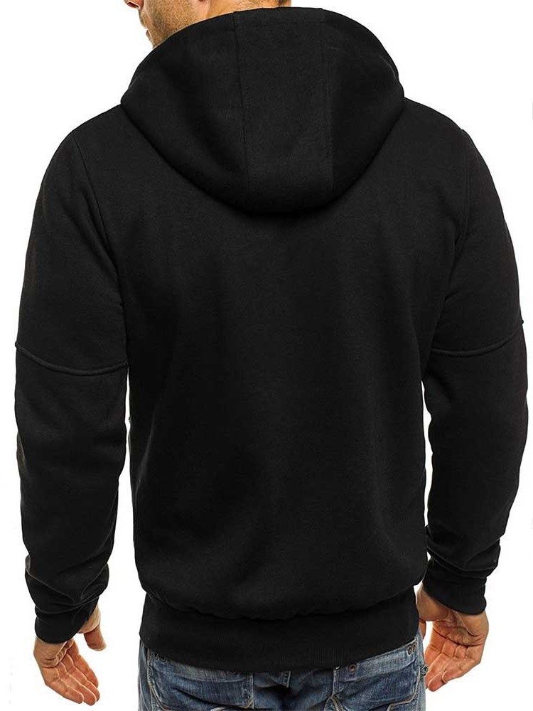 Casacos De Lã Masculinos Com Zíper De Cor Lisa