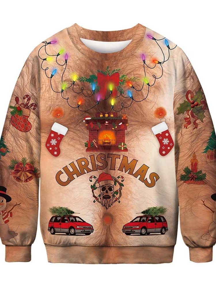 Christmas Color Block Casual Masculino Hoodies