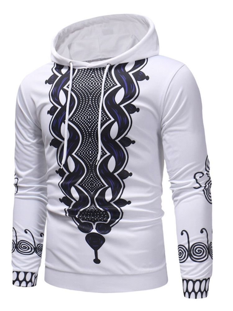 Color Block Pullover Print Moletons Casuais Masculinos