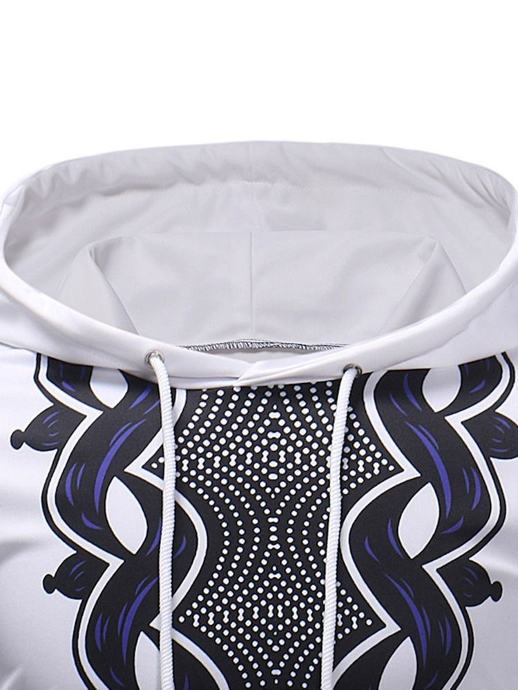 Color Block Pullover Print Moletons Casuais Masculinos