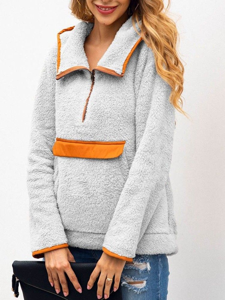 Color Block Regular Winter Manga Longa Moletom Feminino