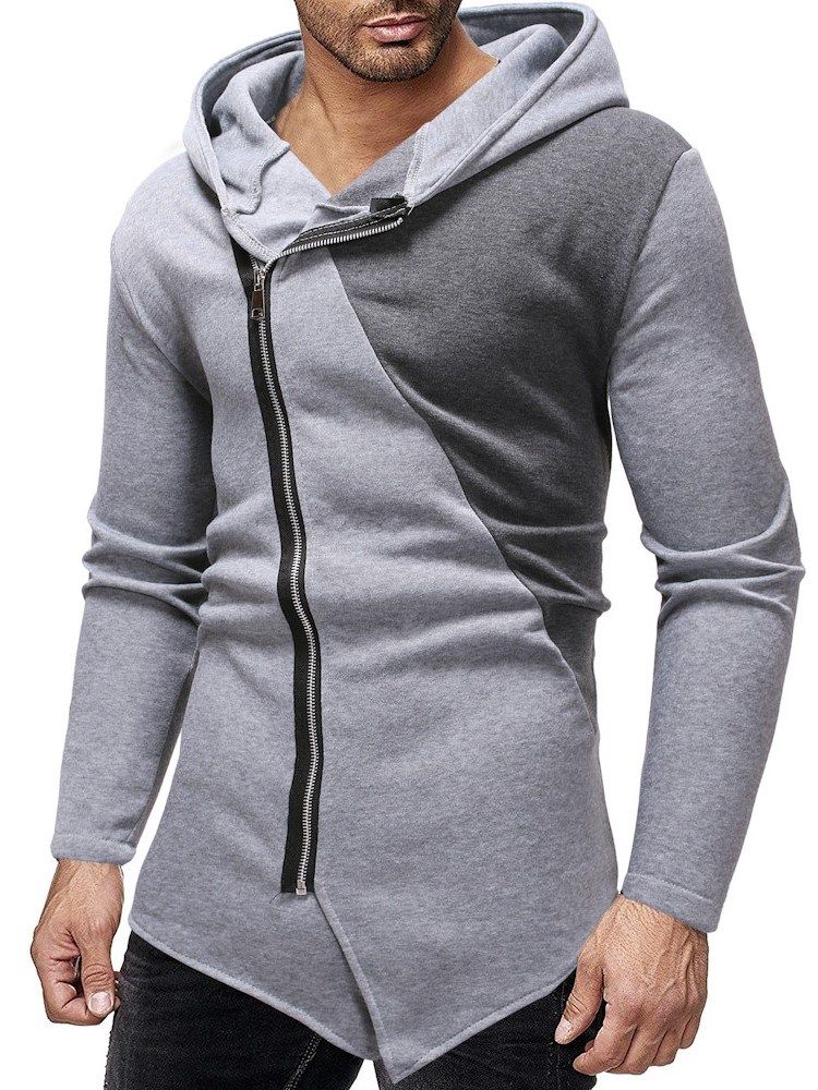 Color Block Zipper Cardigan Casual Masculino Hoodies Slim