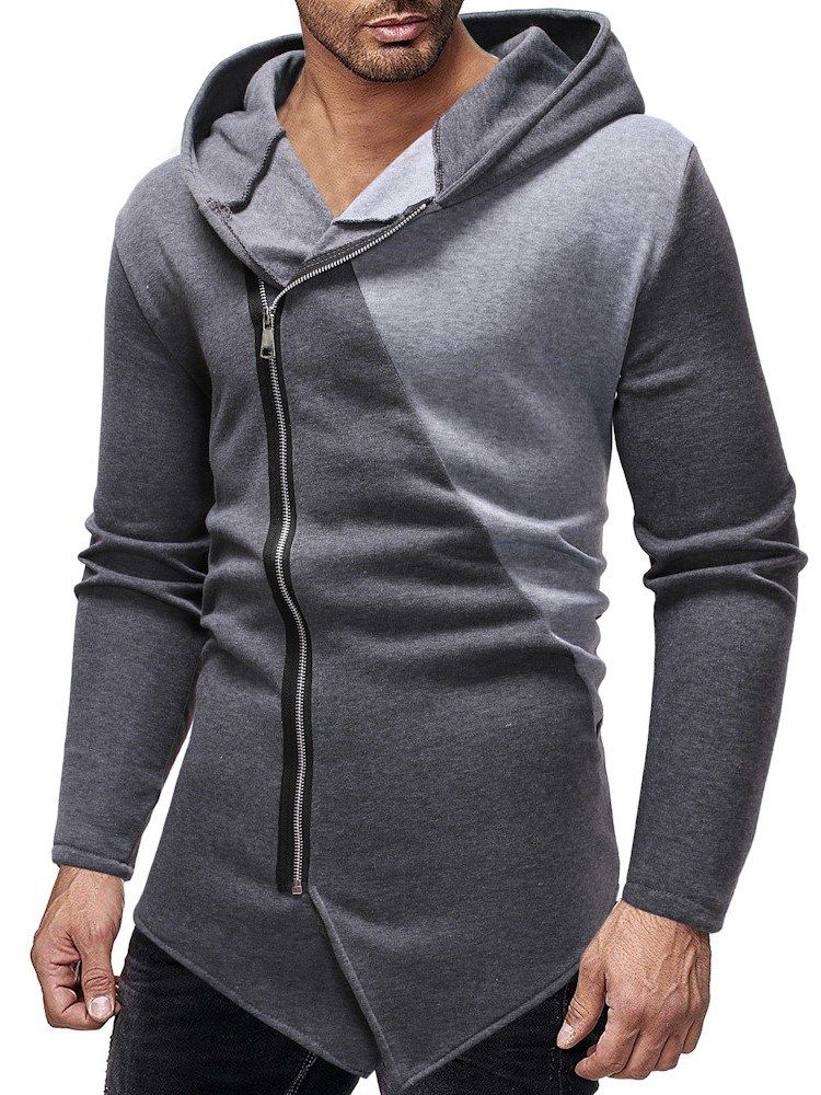 Color Block Zipper Cardigan Casual Masculino Hoodies Slim