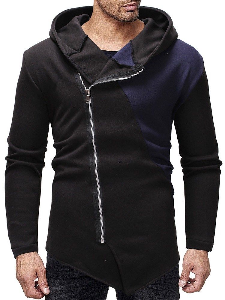 Color Block Zipper Cardigan Casual Masculino Hoodies Slim