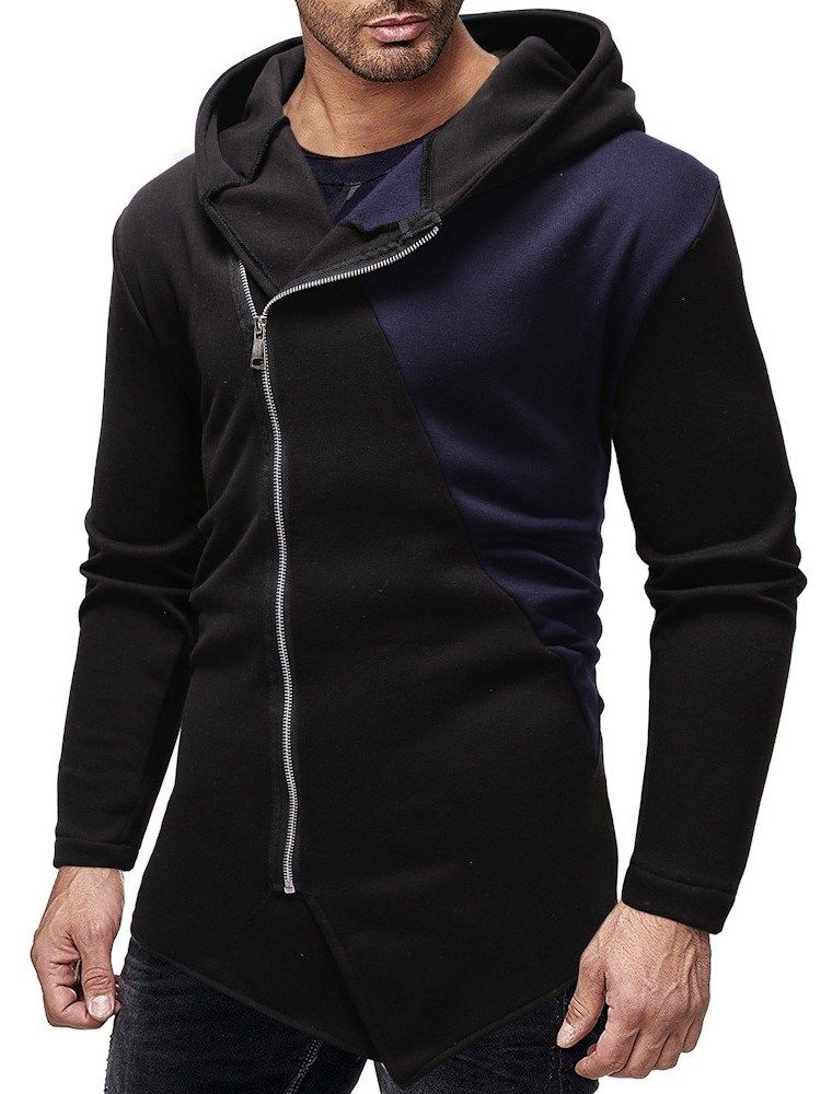 Color Block Zipper Cardigan Casual Masculino Hoodies Slim