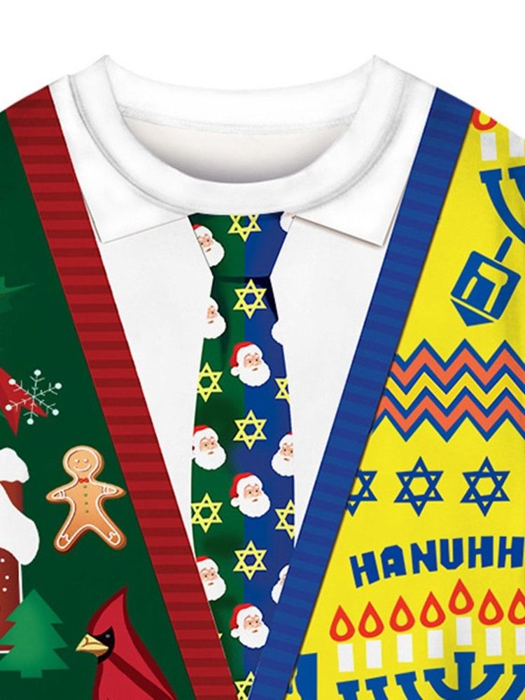 Desenhos Animados De Natal Com Estampa Espessa De Gola Redonda Com Capuzes Masculinos Europeus