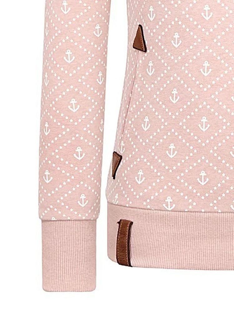 Estampa Feminina Casual De Gola Alta Com Capuz Legal