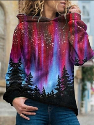 Galaxy Print Regular Fleece Standard Mulheres Hoodie