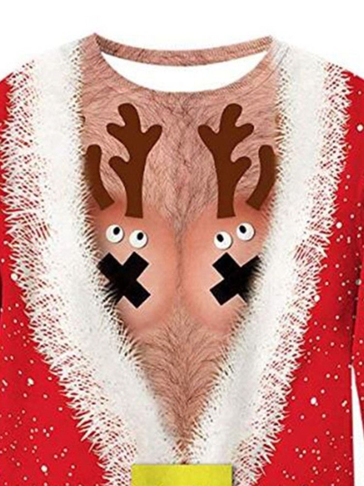 Hoodies Masculinos De Natal Com Estampa Espessa De Desenho Animado Solto