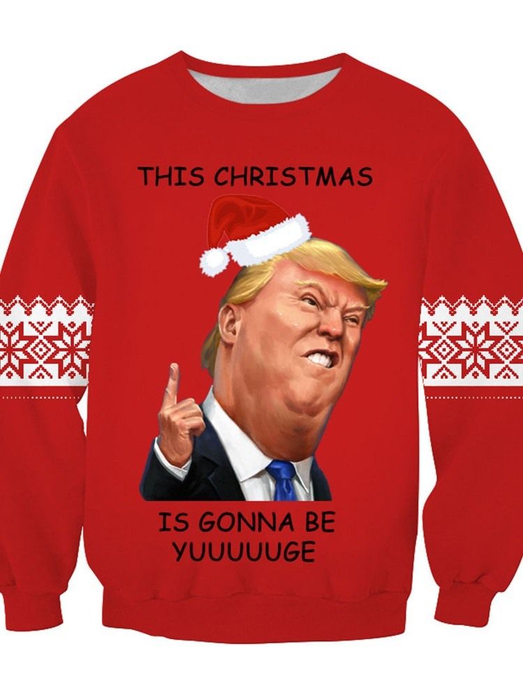 Imprimir Carta Pulôver Europeu Natal Hoodies Masculinos