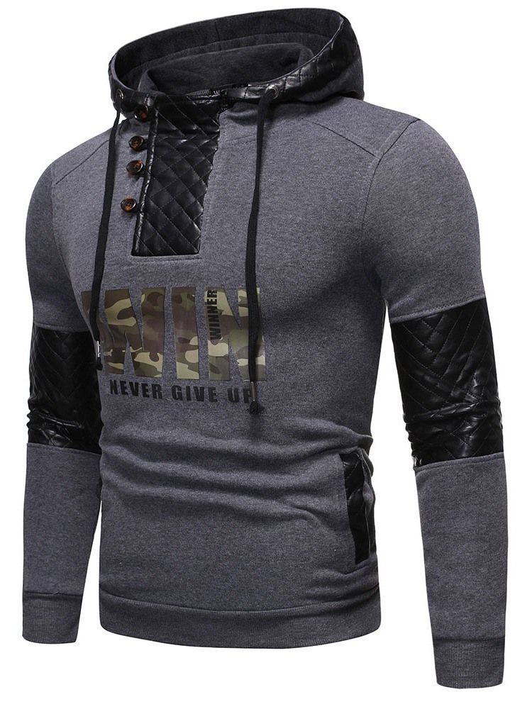 Imprimir Pullover Color Block Hoodies Masculinos