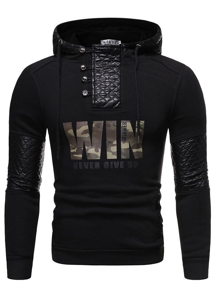 Imprimir Pullover Color Block Hoodies Masculinos