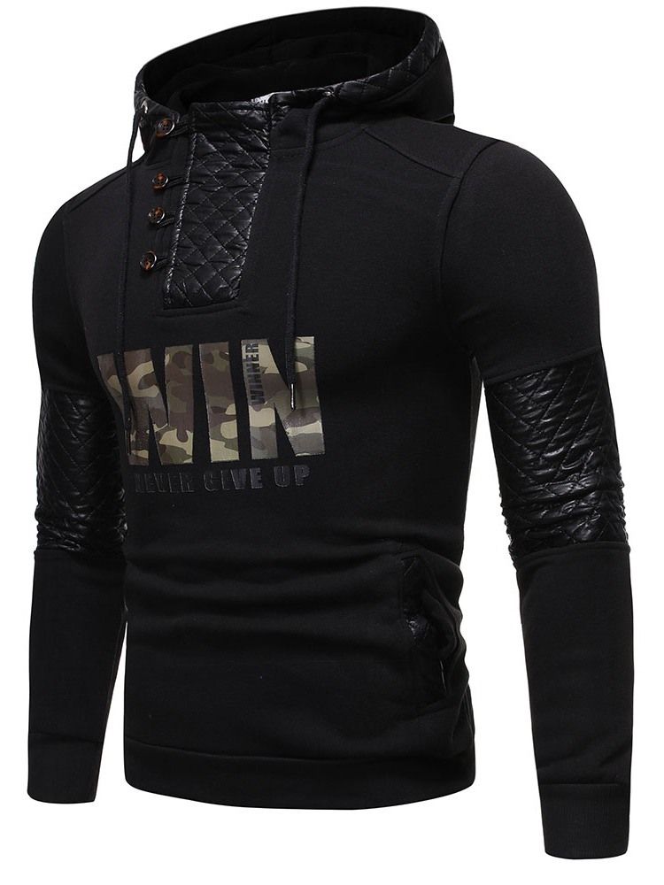 Imprimir Pullover Color Block Hoodies Masculinos