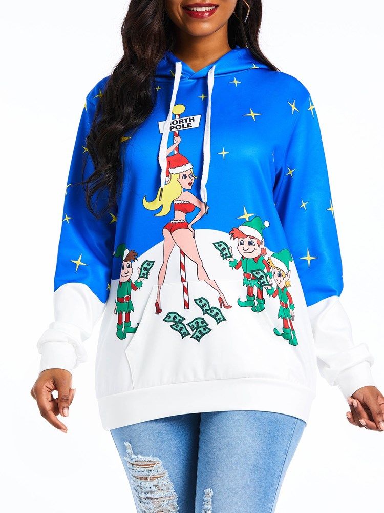 Moletom Feminino Com Estampa De Bloco De Manga Comprida De Outono