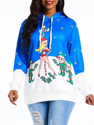 Moletom Feminino Com Estampa De Bloco De Manga Comprida De Outono