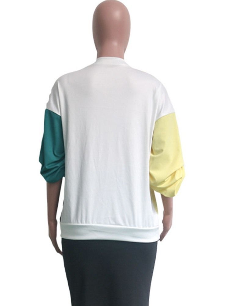 Moletom Feminino Estampado Colorido Bloco Inverno Mangas Compridas Com Capuz
