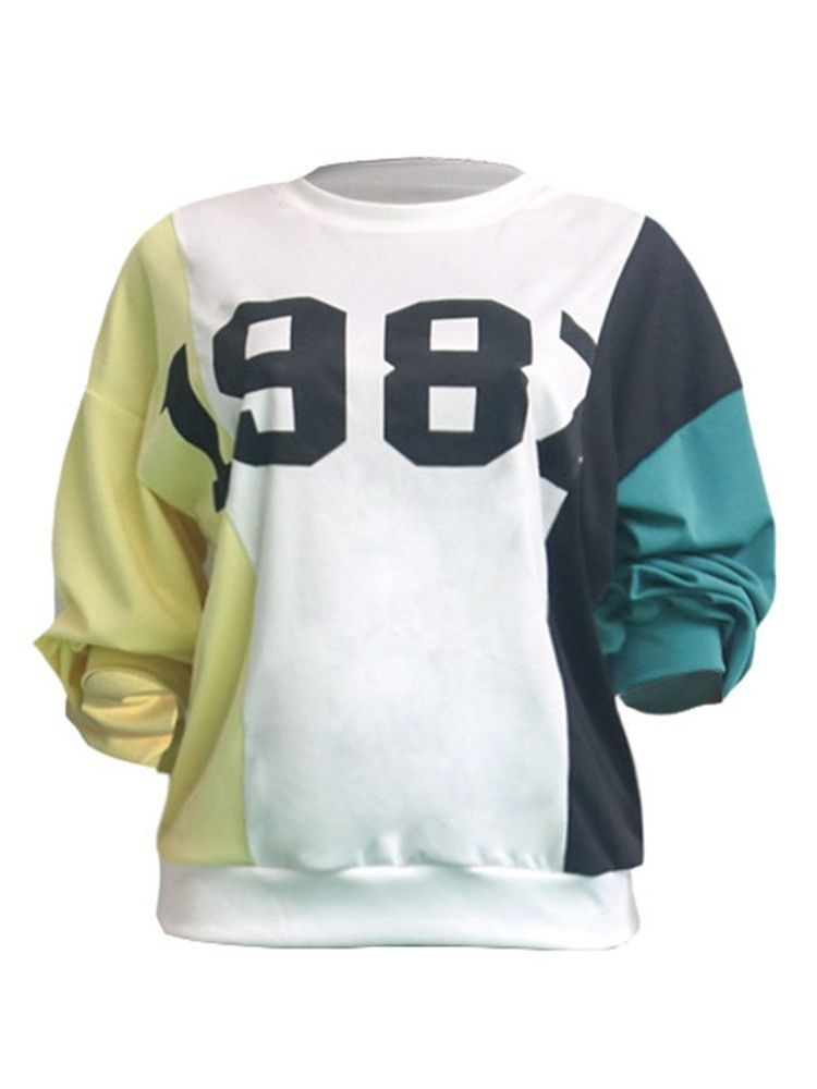 Moletom Feminino Estampado Colorido Bloco Inverno Mangas Compridas Com Capuz