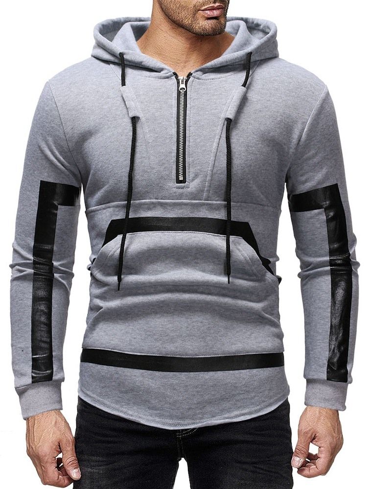 Patchwork Color Block Pullover Moletom Com Capuz Masculino