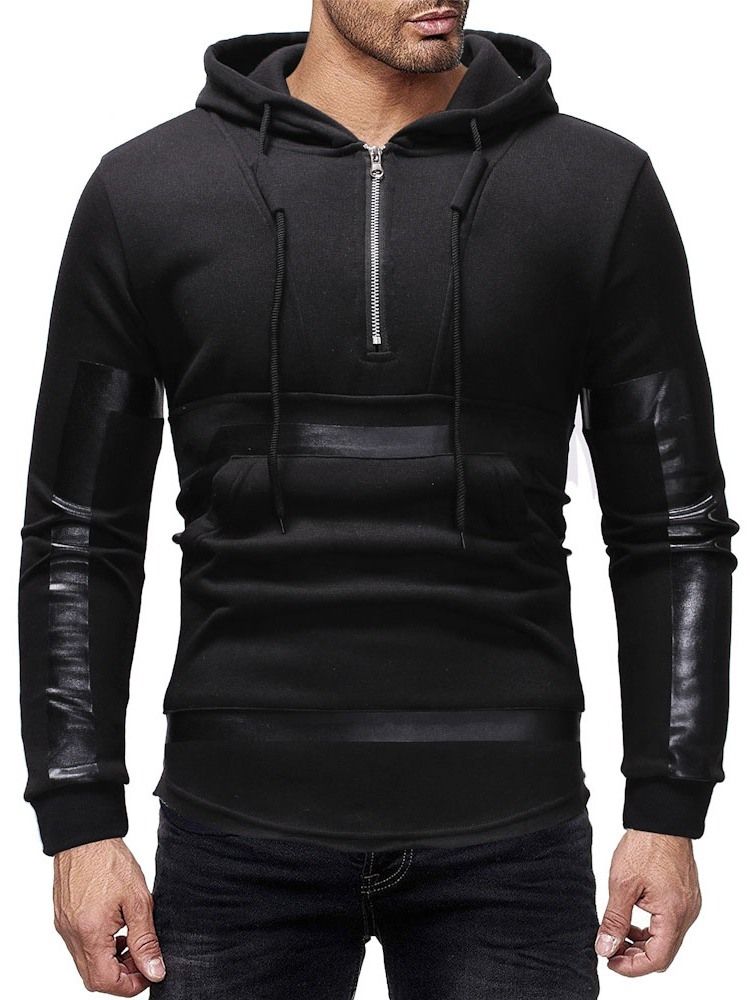 Patchwork Color Block Pullover Moletom Com Capuz Masculino