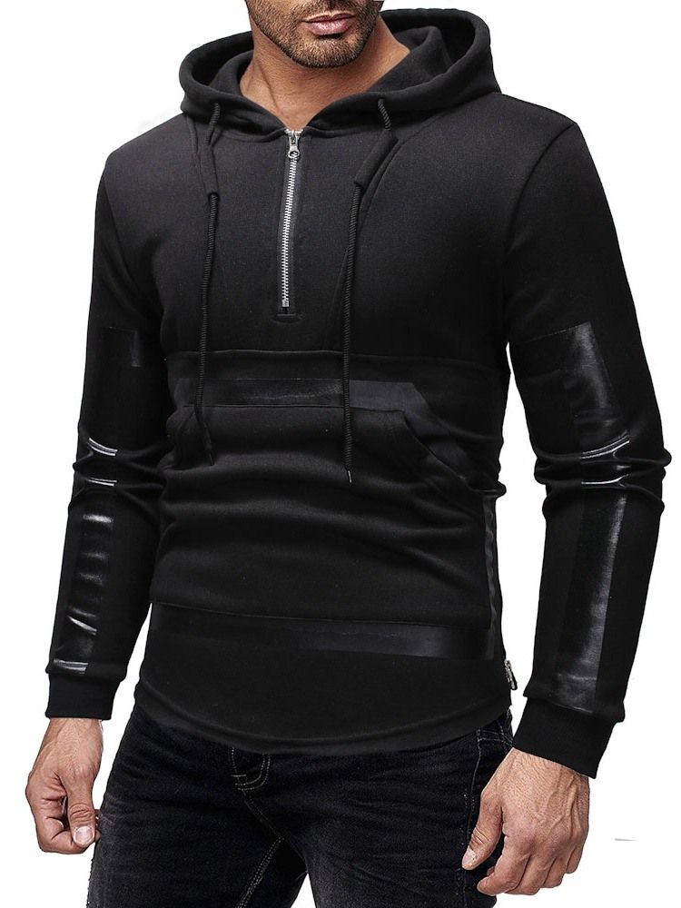 Patchwork Color Block Pullover Moletom Com Capuz Masculino