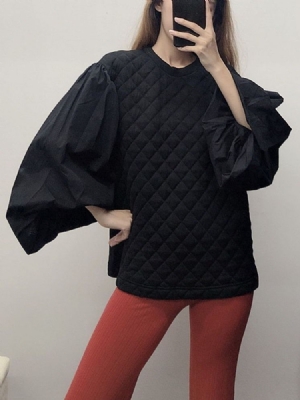 Patchwork Liso Com Capuz Feminino De Três Quartos De Comprimento Médio