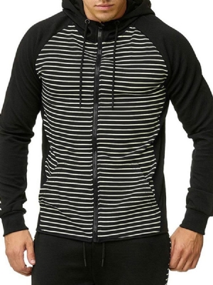 Pocket Cardigan Stripe Casuais Hoodies Masculinos