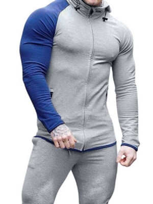 Pulôver De Bolso Color Block Com Capuz Masculino