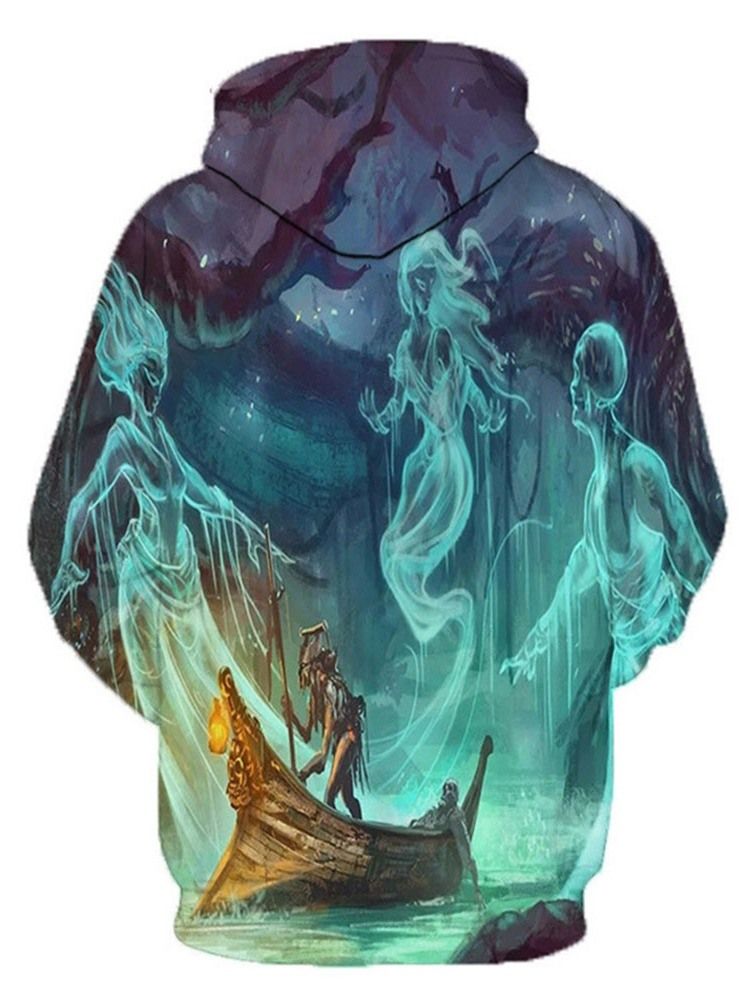 Pulôver De Bolso Colorido Com Capuz Masculino
