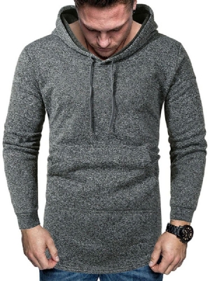 Pulôver De Bolso Com Capuz Liso Masculino
