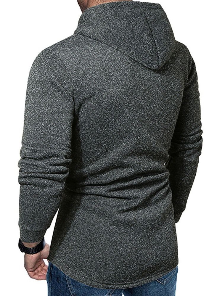 Pulôver De Bolso Com Capuz Liso Masculino