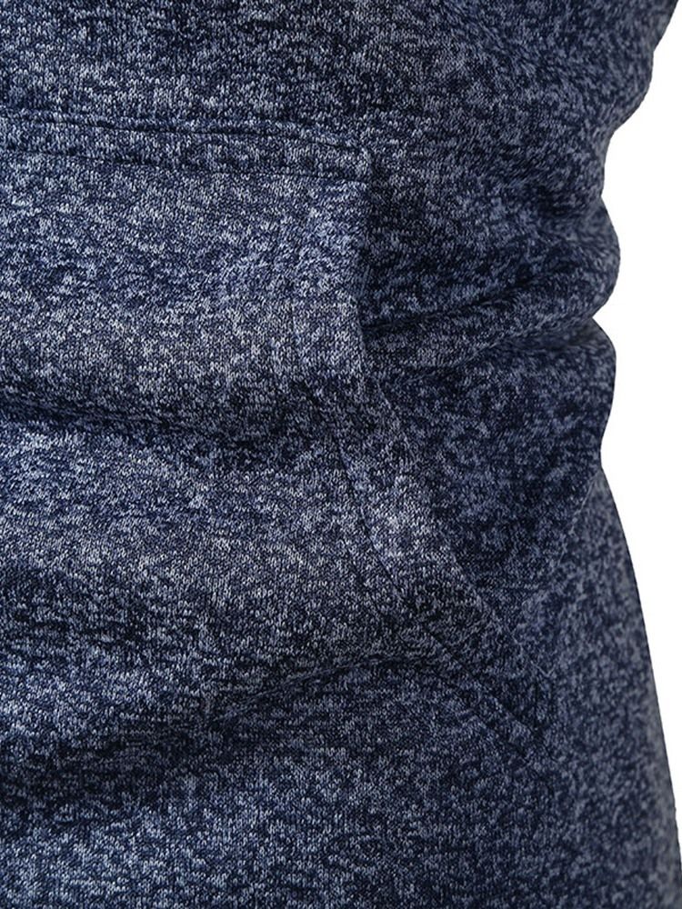 Pulôver De Bolso Com Capuz Liso Masculino