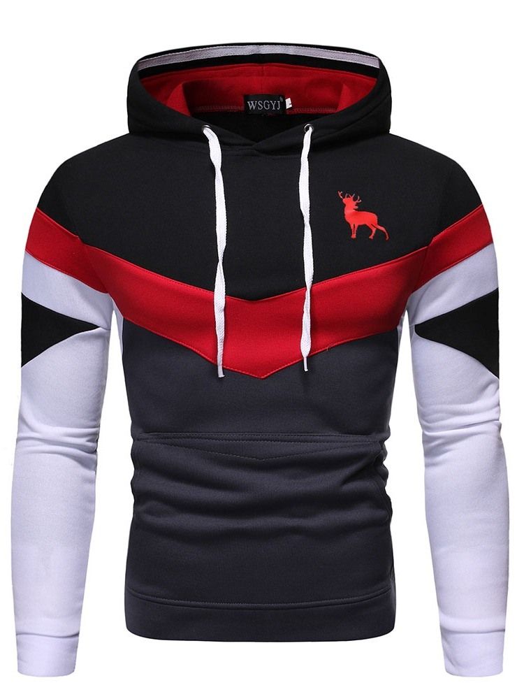 Pulôver Colorido Com Estampa De Pulôver Com Capuz Masculino