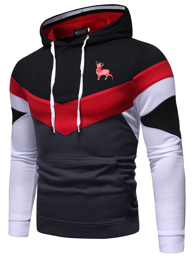 Pulôver Colorido Com Estampa De Pulôver Com Capuz Masculino