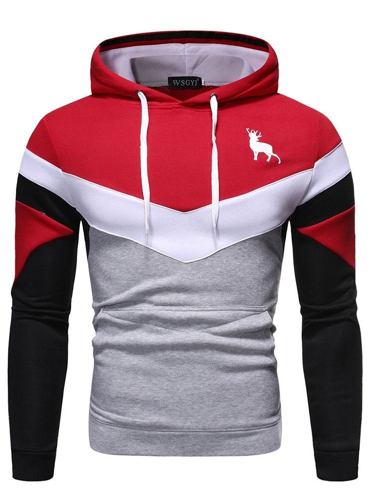 Pulôver Colorido Com Estampa De Pulôver Com Capuz Masculino