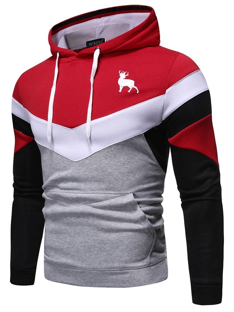 Pulôver Colorido Com Estampa De Pulôver Com Capuz Masculino
