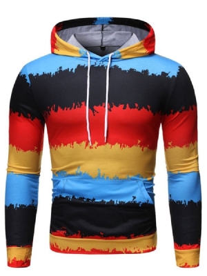 Pulôver Com Capuz Em Bloco Colorido De Bolso Com Capuz Para Homem