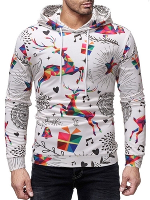 Pulôver Estampado Em Bloco De Cores Com Capuz Casual Masculino