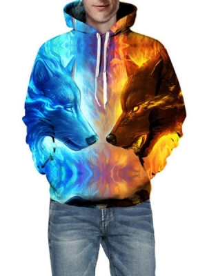 Pulôver Grosso Bloco De Cores Com Capuz Masculino