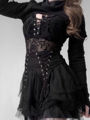 Traje Feminino De Halloween Com Capuz Regular Liso De Manga Comprida