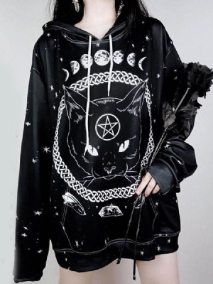 Traje De Halloween Feminino Com Estampa De Cor Regular Com Capuz E Capuz Capuz