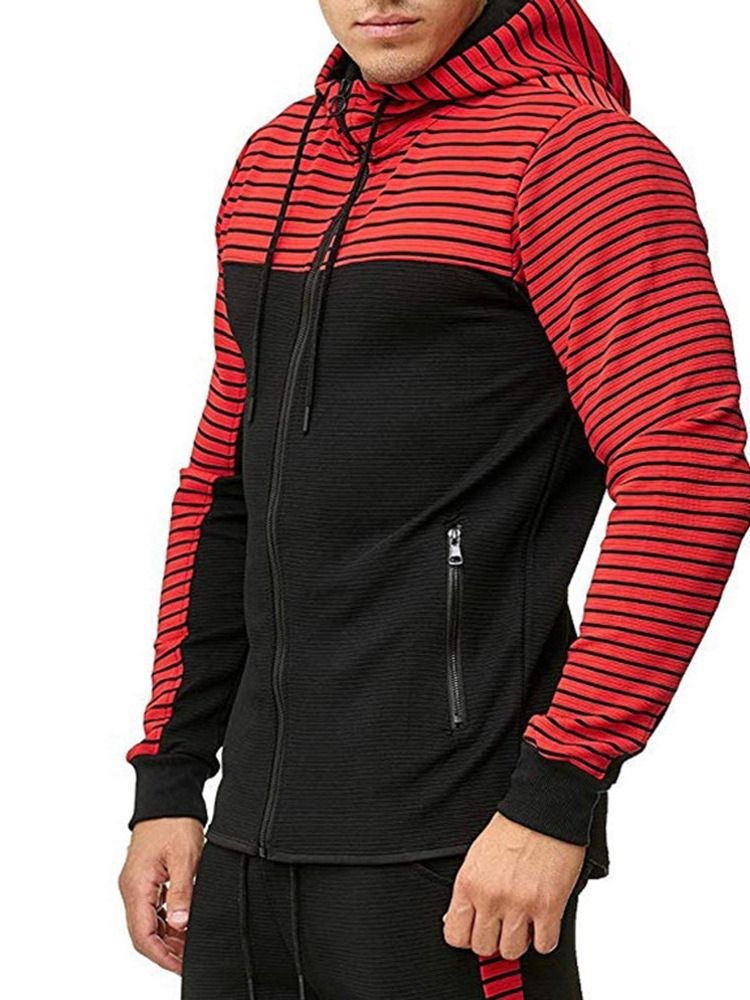 Zipper Stripe Cardigan Casacos Casacos Com Capuzes Masculinos
