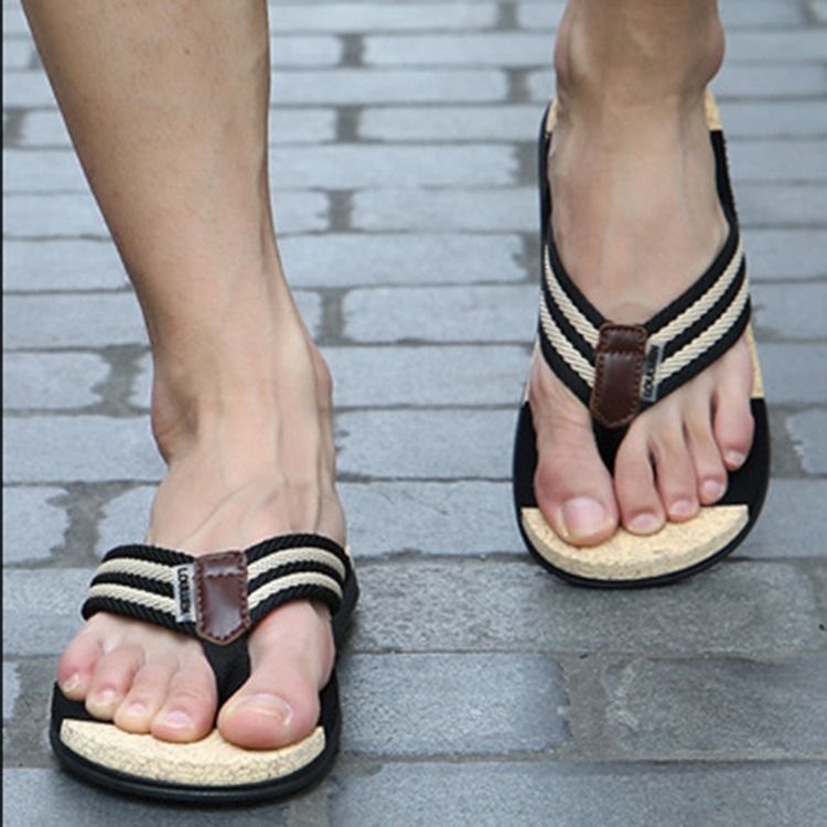 Chinelos De Cor De Verão De Linha Masculina