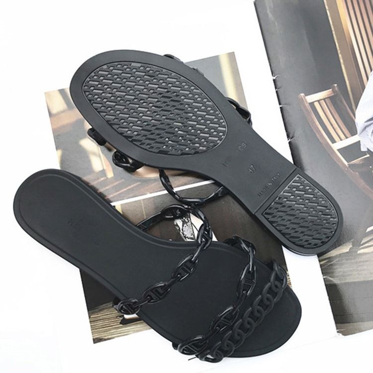 Chinelos Deslizantes Femininos Com Corrente Flip-flop Simples