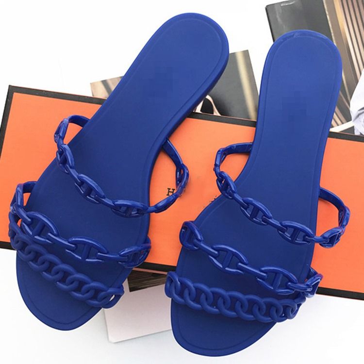 Chinelos Deslizantes Femininos Com Corrente Flip-flop Simples