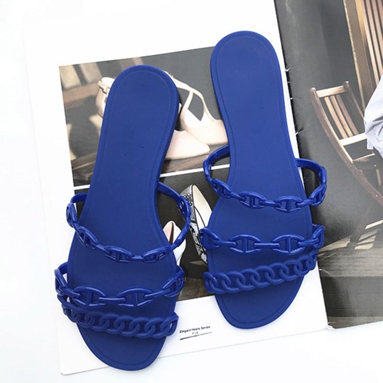 Chinelos Deslizantes Femininos Com Corrente Flip-flop Simples