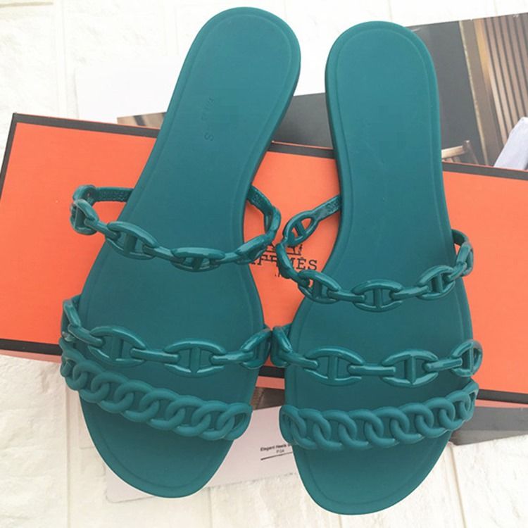 Chinelos Deslizantes Femininos Com Corrente Flip-flop Simples